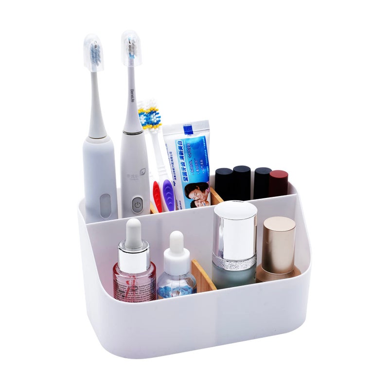 Ayswupt Electric Toothbrush Holders for Bathrooms White Tooth Brushing Holder Kids Toothpaste Holder with Dividers Bathroom Countertop Organizer Tooth Brush Storage Caddy for Sink Vanity Office - Image 1